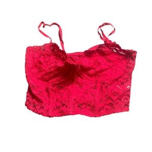 Ardene Rose + Vine red lacy corset-like bralette top, size s